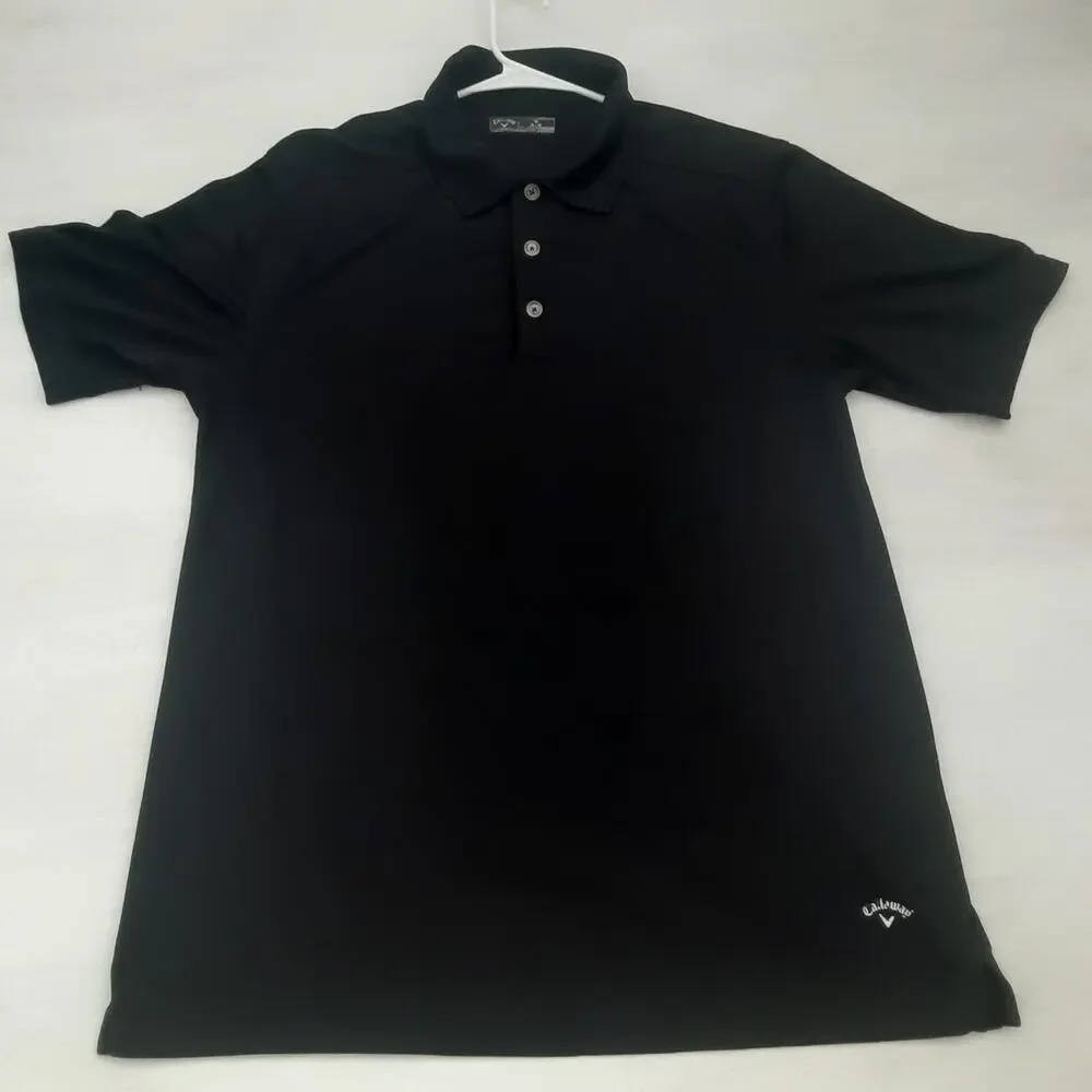 Callaway Polo Shirt Mens Medium Black Golf Performance Short Sleeve